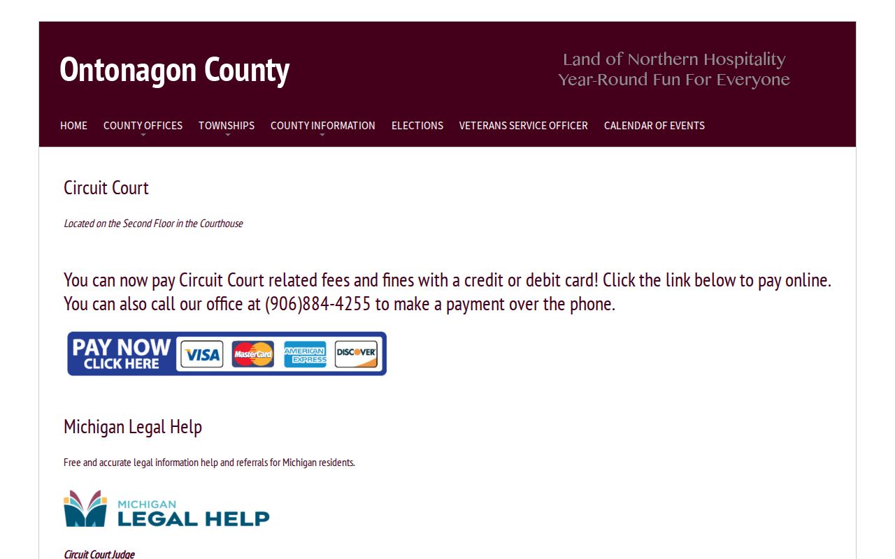 Ontonagon County criminal court case records at the 32nd Circuit Court
