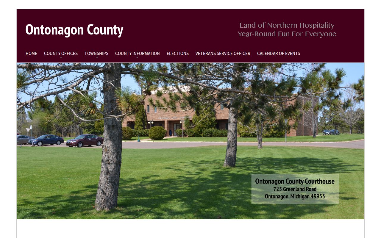 Ontonagon County criminal history official county department page