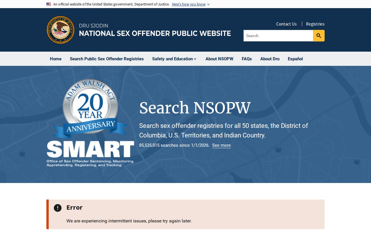 National registry search used with an Ontonagon County sex offender check