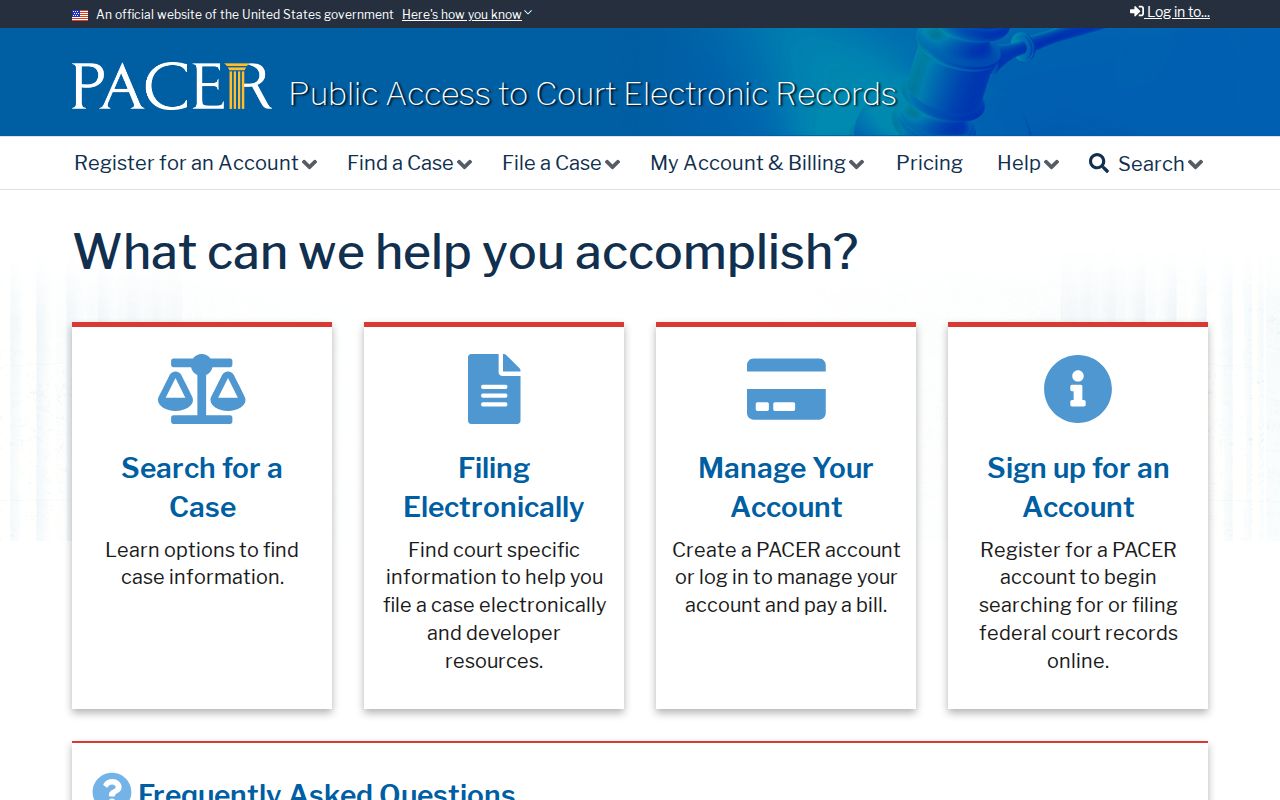 PACER federal court records for an Ontonagon criminal history search