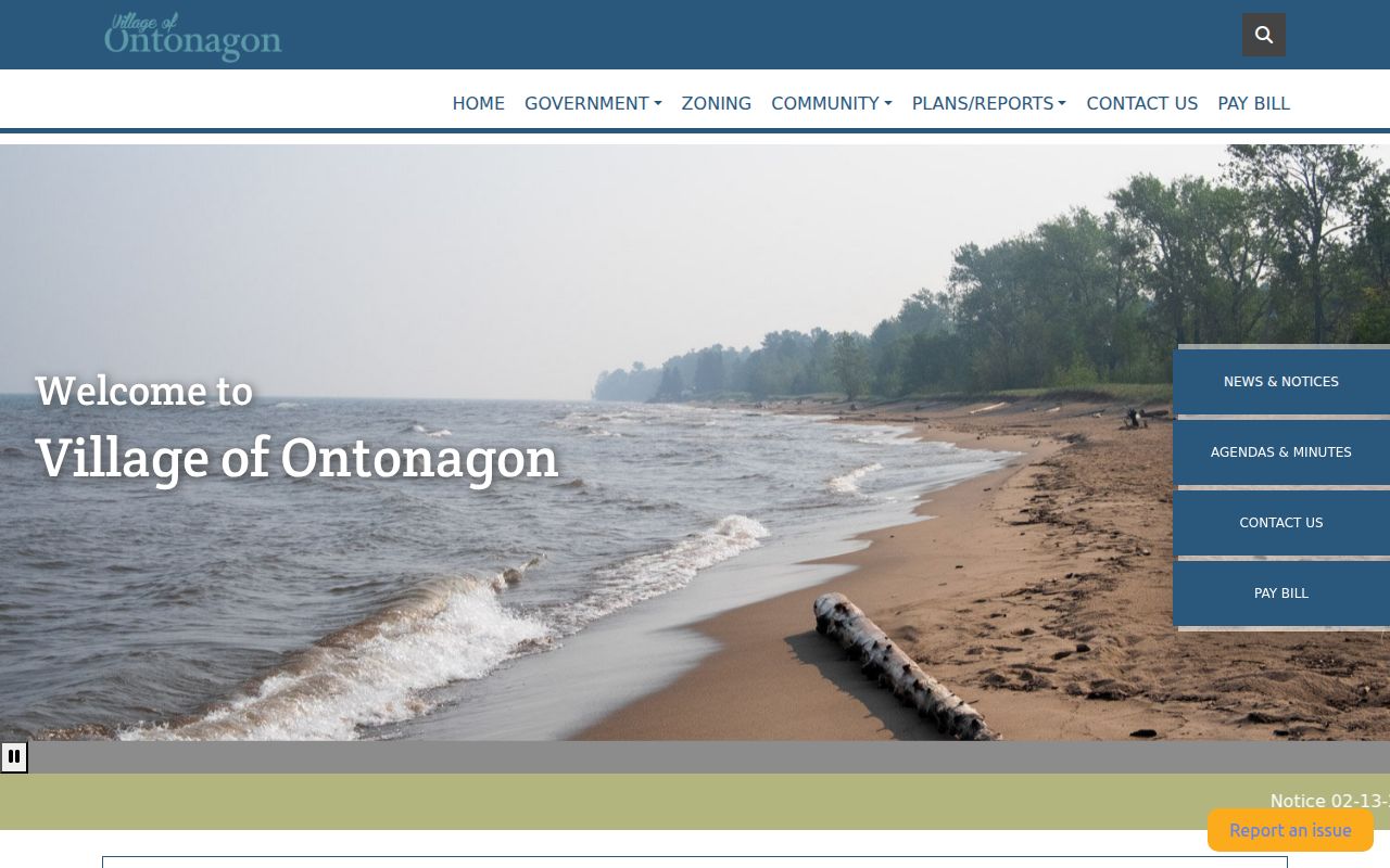 Village of Ontonagon government source for local criminal history context
